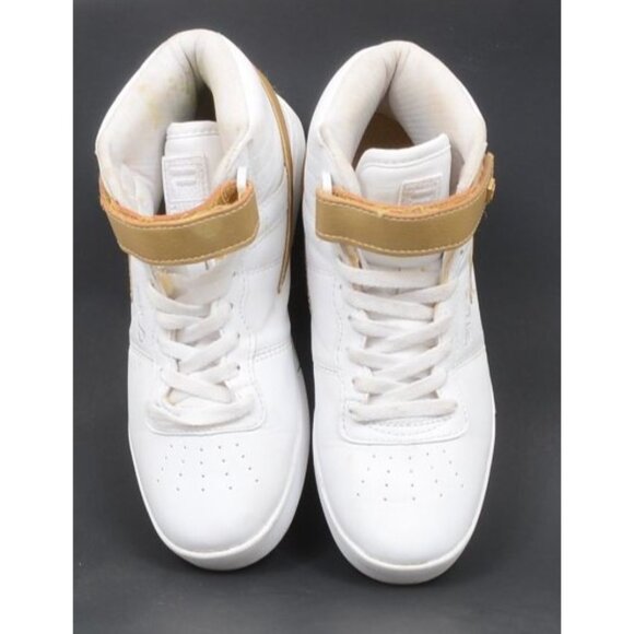 Fila Women's 7 Vulcan 13 Anodized White/Gold Leather Mid Top Retro Sneakers - Picture 5 of 8